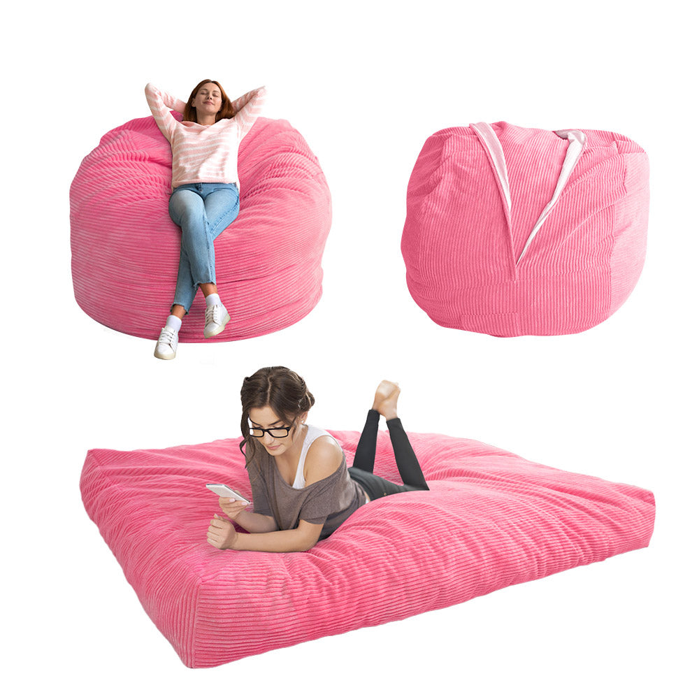 Large pink fluffy online bean bag