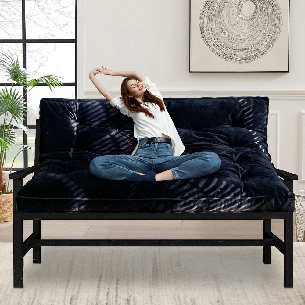 MAXYOYO 6 Thick Futons Sofa Couch Bed Velvet Futon Mattress for Adults Mattress Only Black