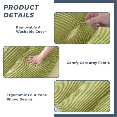 MAXYOYO Bean Bag Folding Sofa Bed, Corduroy Extra-Wide Foldable Floor Mattress, Green