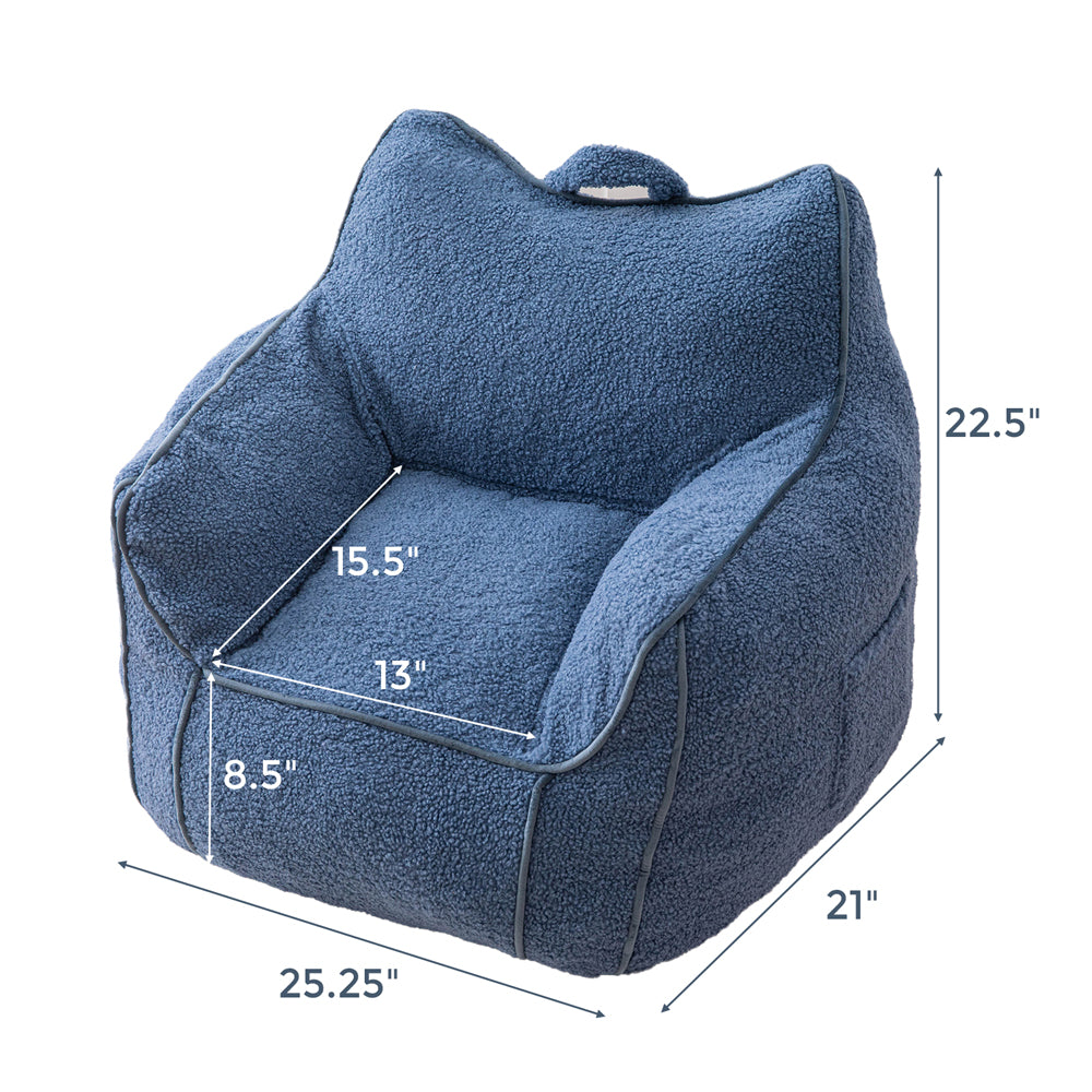MAXYOYO Kids Bean Bag Chair, Sherpa Bean Bag Couch with Decorative Edges for children's room (Blue)