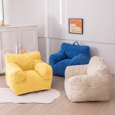 MAXYOYO Kids Bean Bag Chair, Corduroy Bean Bag Couch with Armrests for Children's Room (Light Yellow)