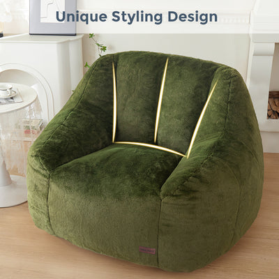 MAXYOYO Bean Bag Chair, Faux Fur Oversized Bean Bag Couch with High Backrest for Living Room, Bedroom, Apartment (Green)