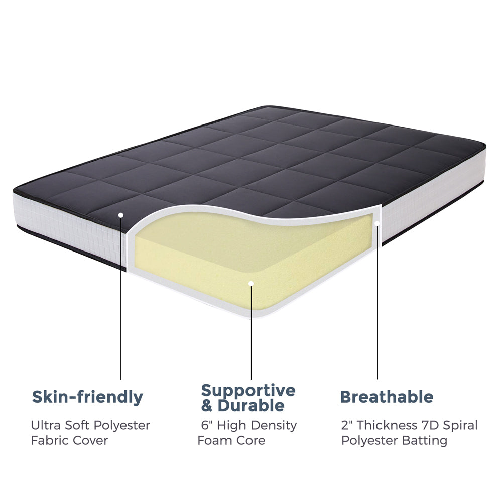 MAXYOYO 8" Futon Mattress,  Super Thick Square Floor Futon Mattress, Topper Mattress Pad, Black