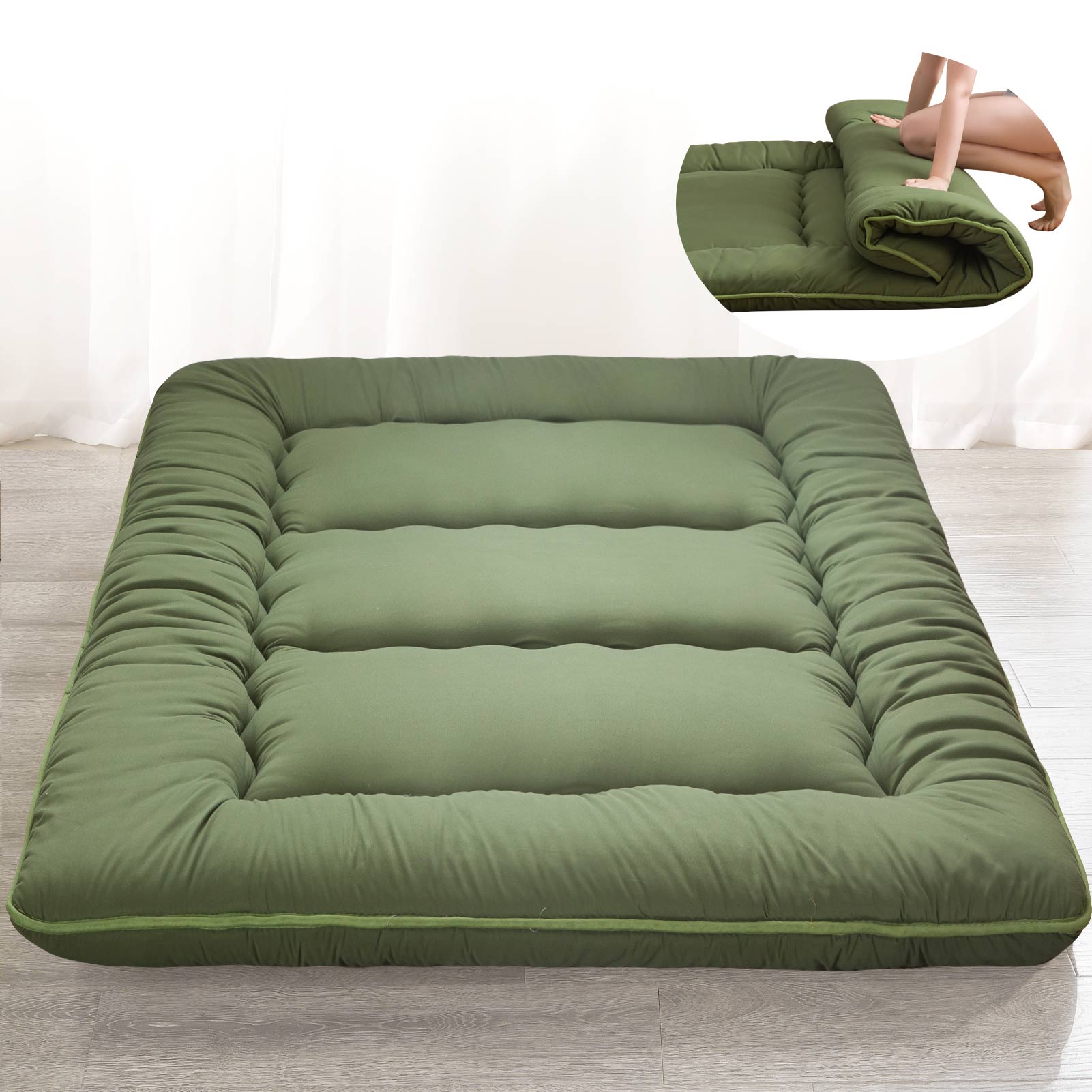 MAXYOYO Japanese Futon Mattress, Home Travel Futon Mattress, Green ...