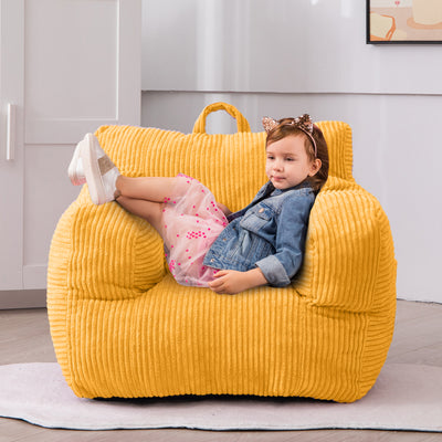 MAXYOYO Kids Bean Bag Chair, Corduroy Bean Bag Couch with Armrests for Children's Room (Yellow)