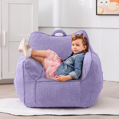 MAXYOYO Kids Bean Bag Chair, Sherpa Bean Bag Couch with Decorative Edges for children's room (Purple)