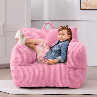 MAXYOYO Kids Bean Bag Chair, Corduroy Bean Bag Couch with Armrests for Children's Room (Pink)