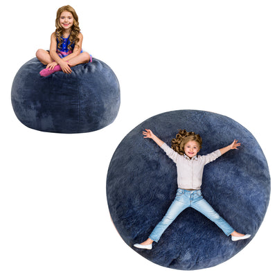 MAXYOYO 2-in-1 Kids Bean Bag Bed, Convertible Kids Bean Bag Chair to Bed, Floor Cushion (Blue)