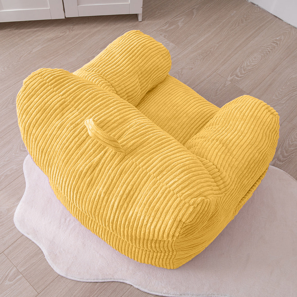 MAXYOYO Kids Bean Bag Chair, Corduroy Bean Bag Couch with Armrests for Children's Room (Light Yellow)