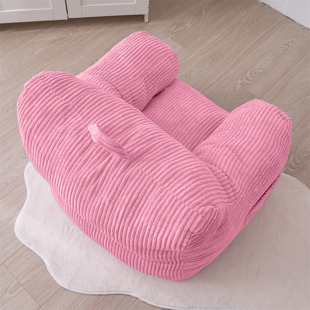 MAXYOYO Kids Bean Bag Chair, Corduroy Bean Bag Couch with Armrests for Children's Room (Pink)