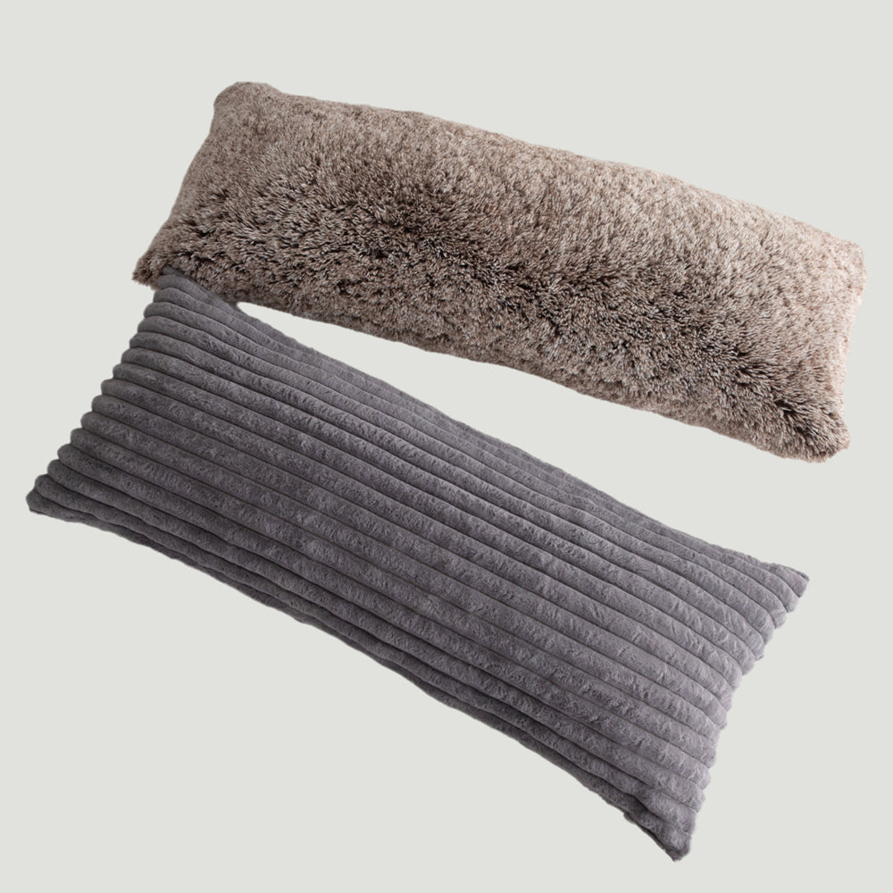 Grey fuzzy body pillow hotsell