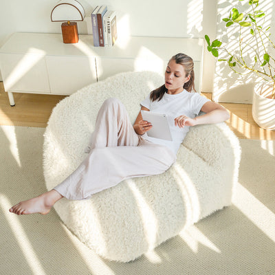 MAXYOYO Bean Bag Chair with Pillow, Fluffy Comfy Large Bean Bag Chair Couch for Reading and Gaming, Beige