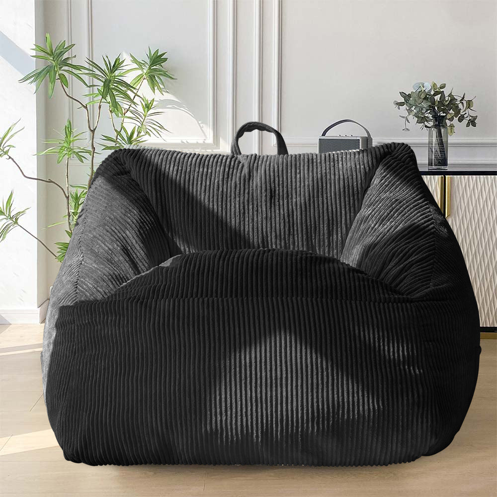 MAXYOYO Bean Bag Chair, Floor Sofa with Handle, Teens Living Room Accent Sofa Chair with Pocket for Gaming Reading Relaxing (Black)