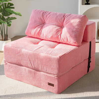 MAXYOYO Folding Sofa Bed, Convertible Sofa Bed with High-Density Support Foam for Living Room Bedroom, Pink