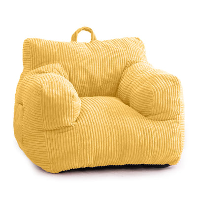 MAXYOYO Kids Bean Bag Chair, Corduroy Bean Bag Couch with Armrests for Children's Room (Light Yellow)