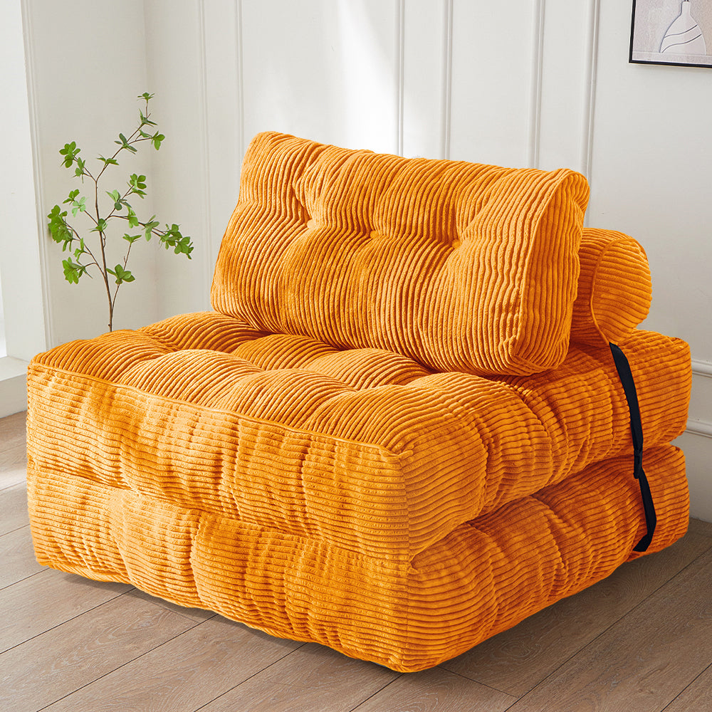 corduroy bean bag folding sofa#color_orange