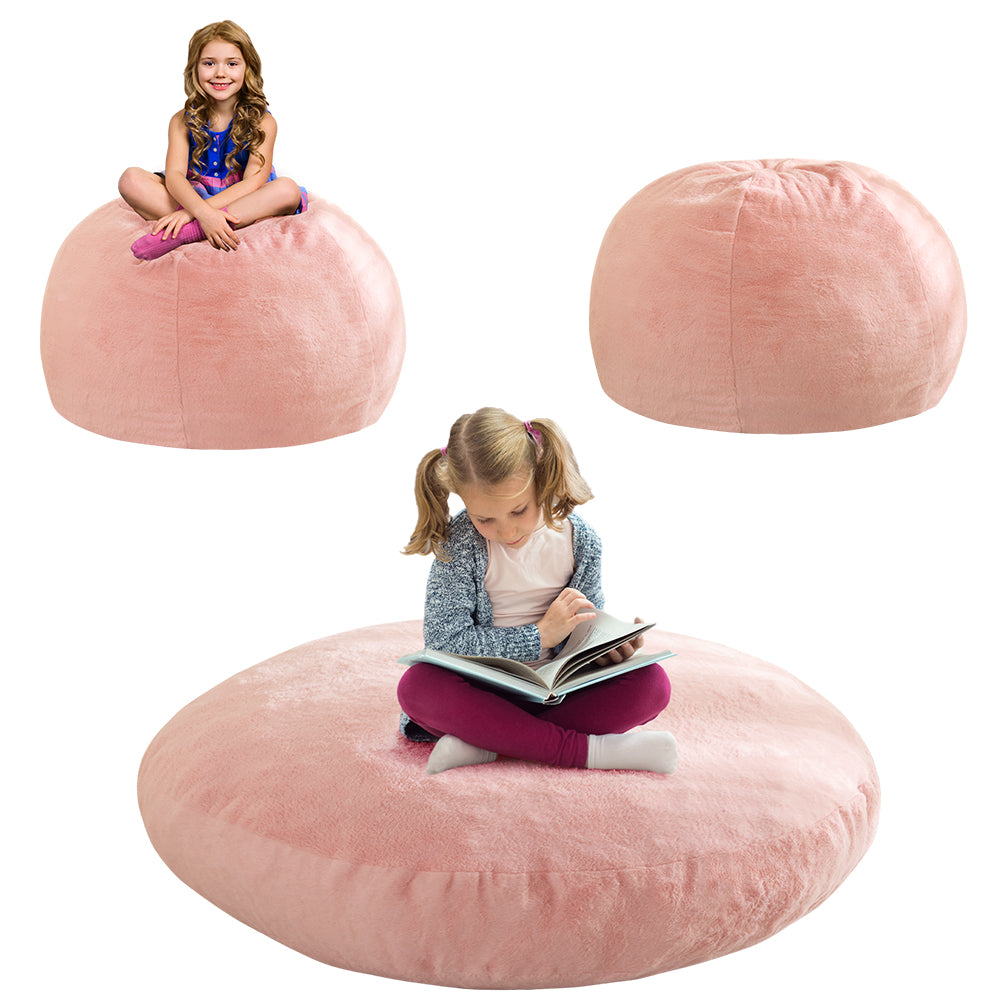 MAXYOYO 2-in-1 Kids Bean Bag Chair, Convertible Kids Bean Bag into Floor Bed (Pink)