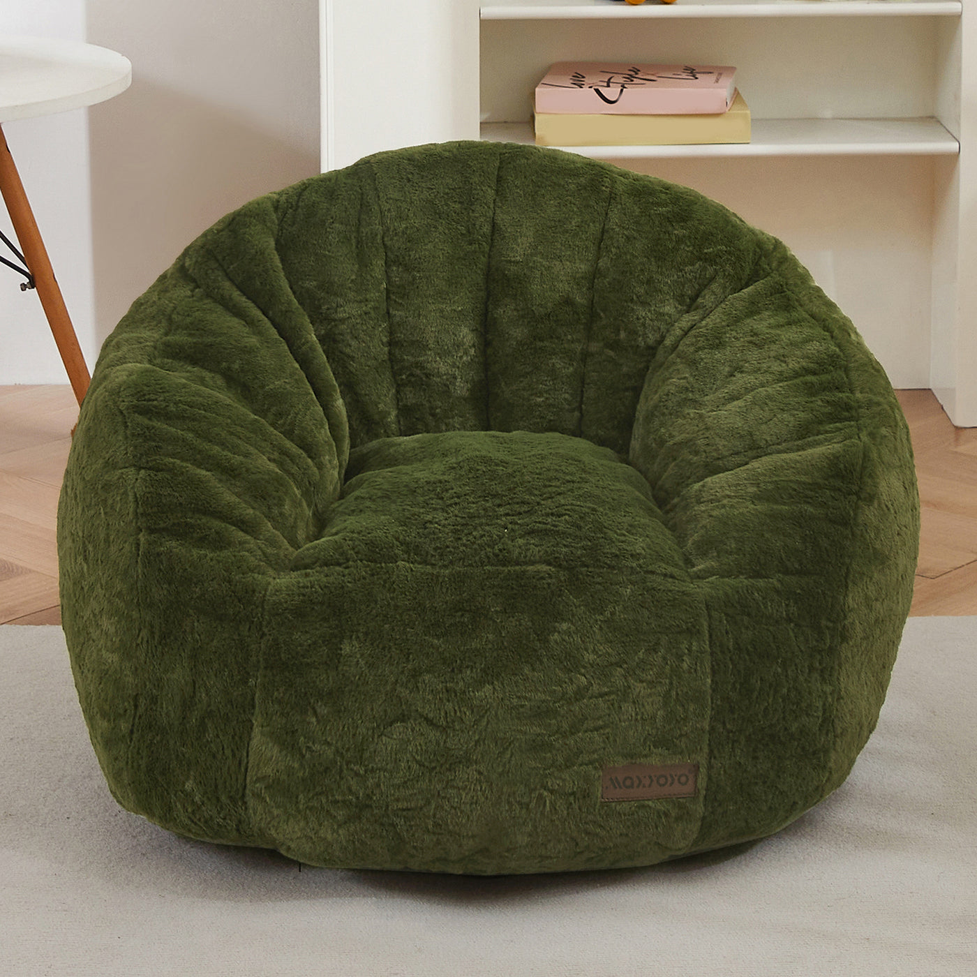 MAXYOYO Bean Bag Chair for Kids, Shell Shaped Bean Bag Couch for Boys and Girls, Green