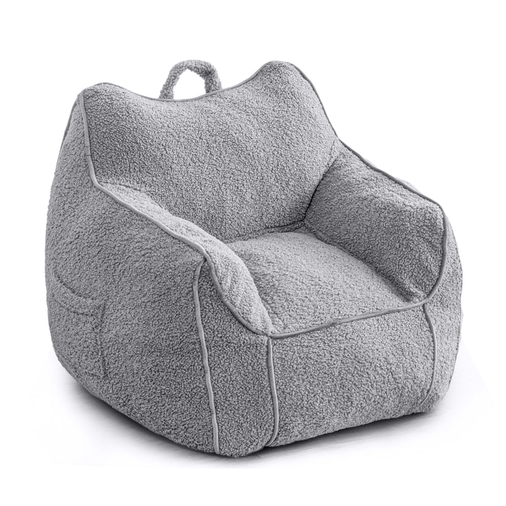 MAXYOYO Kids Bean Bag Chair, Sherpa Bean Bag Couch with Decorative Edges for children's room (Grey)