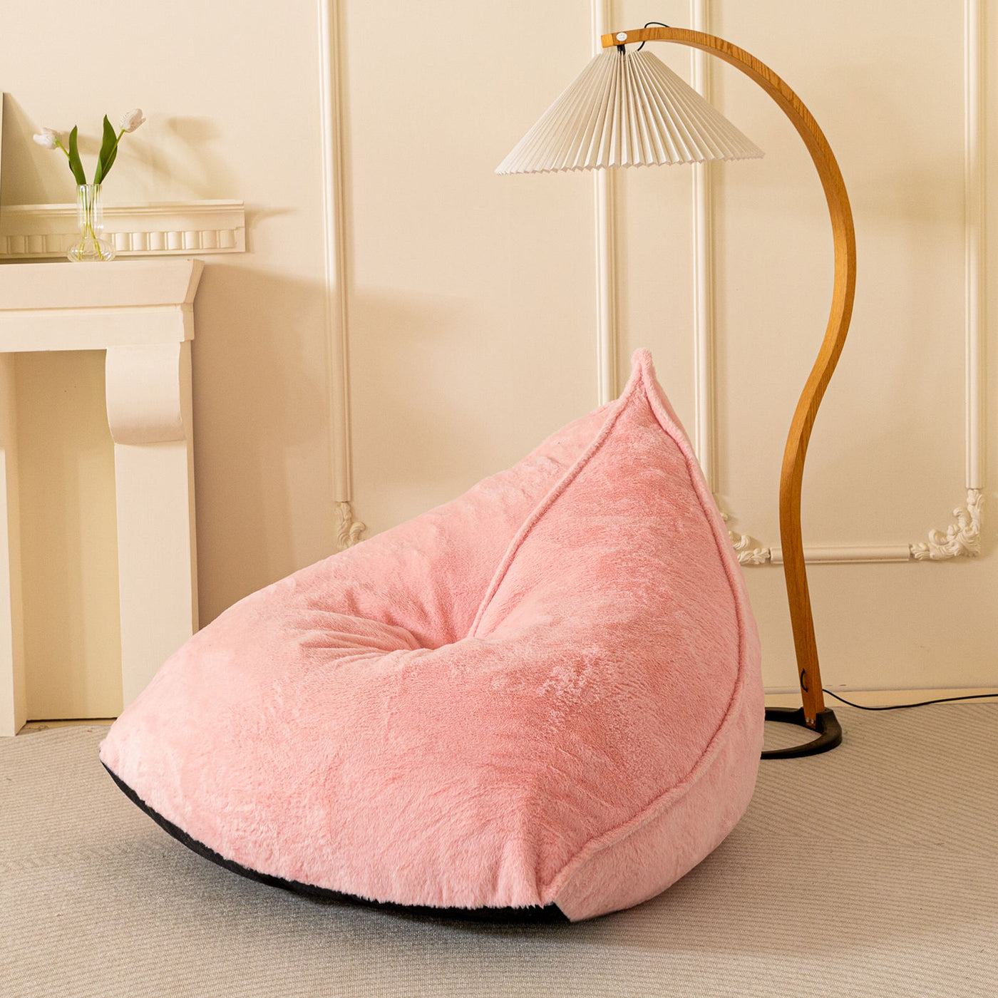 MAXYOYO Bean Bag Chairs for Adults, Giant Faux Fur Lazy Couch with Filler, Dark Pink
