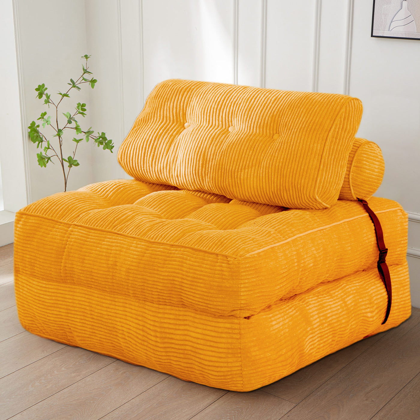 corduroy bean bag folding sofa#color_orange