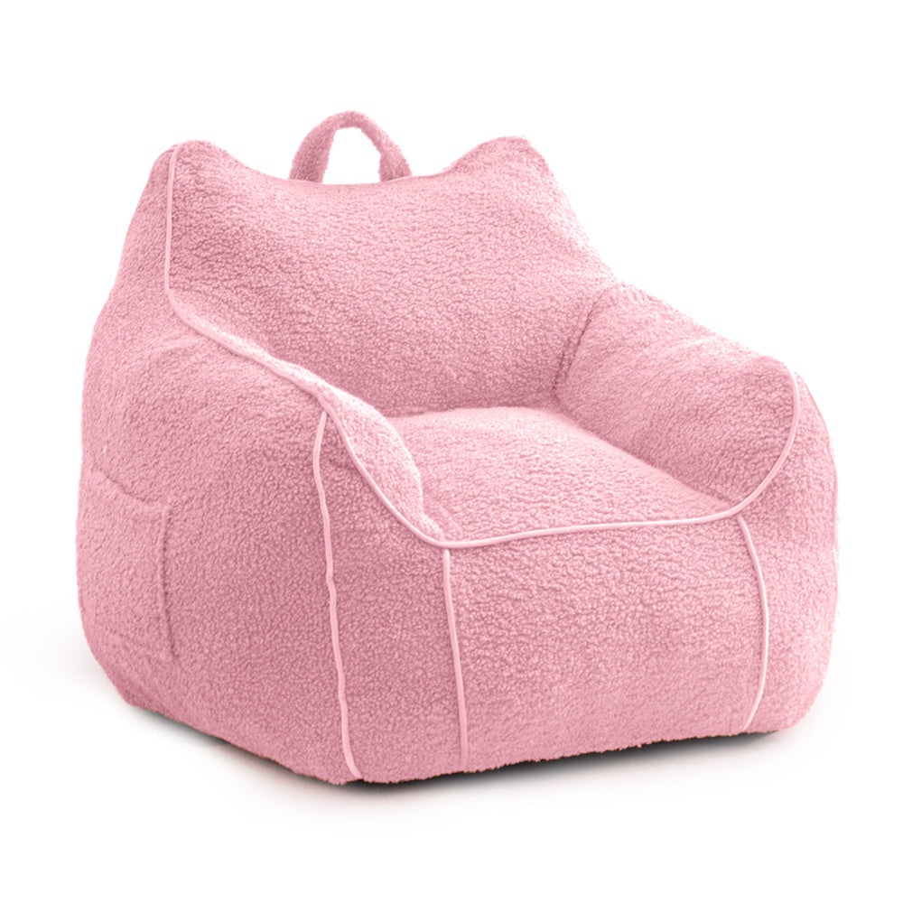 MAXYOYO Kids Bean Bag Chair, Sherpa Bean Bag Couch with Decorative Edges for children's room (Light Pink)