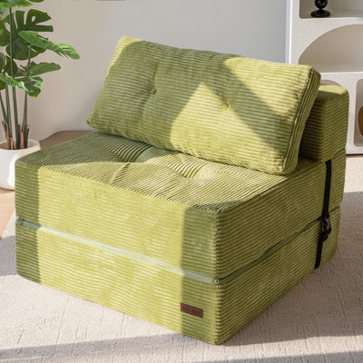 MAXYOYO Folding Sofa Bed, Convertible Sofa Bed with High-Density Support Foam for Living Room Bedroom, Green