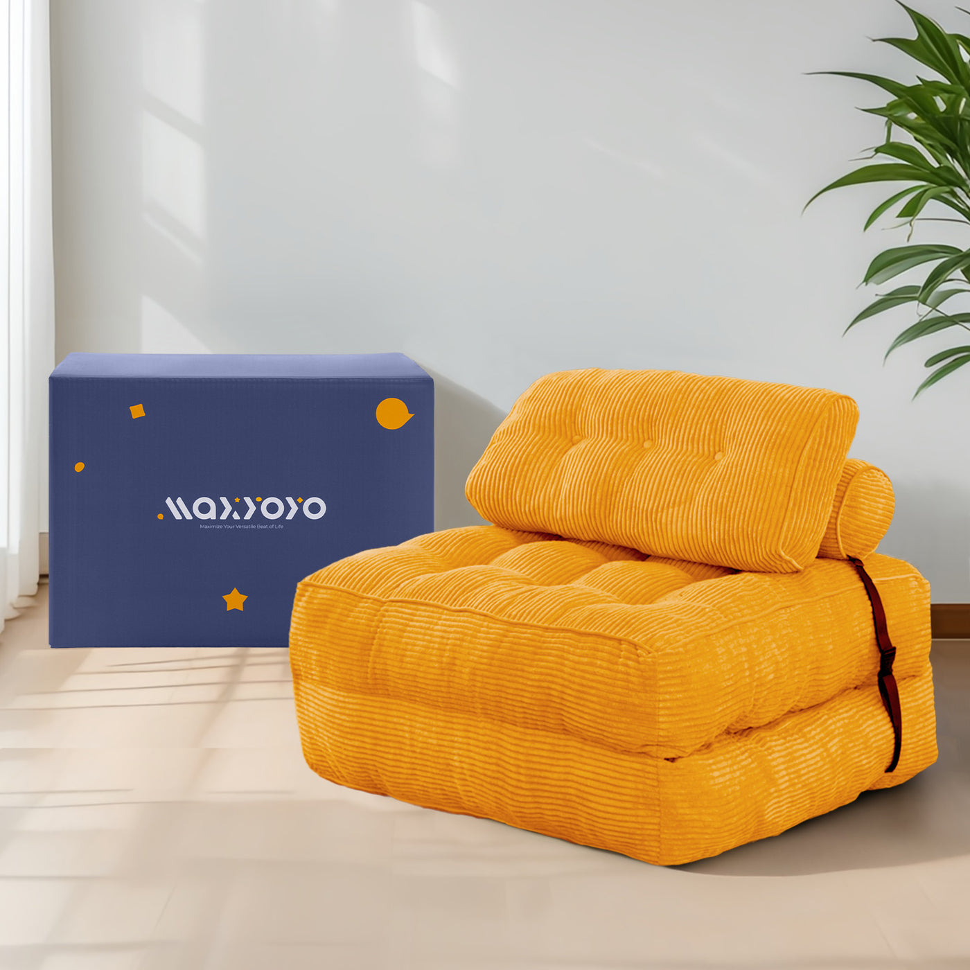 corduroy bean bag folding sofa#color_orange