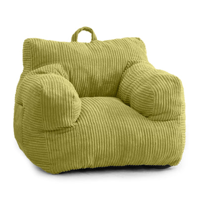 MAXYOYO Kids Bean Bag Chair, Corduroy Bean Bag Couch with Armrests for Children's Room (Green)