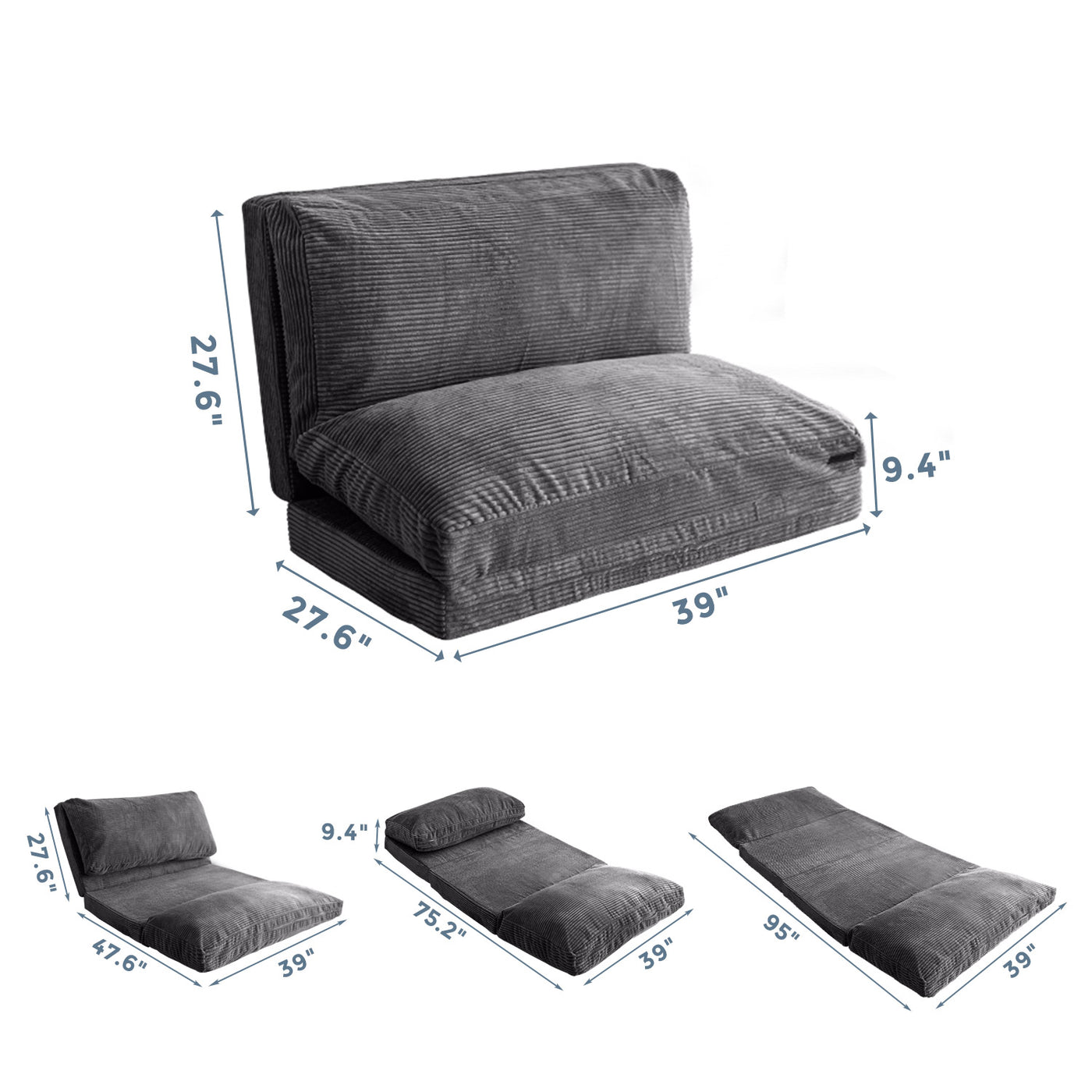 bean bag folding sofa#color_dark-grey