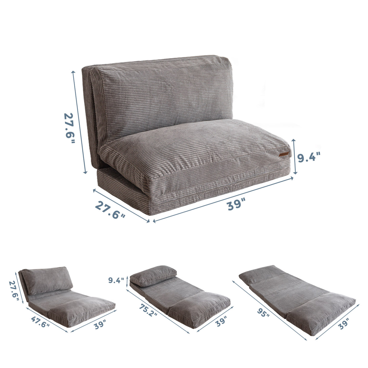 bean bag folding sofa#color_grey