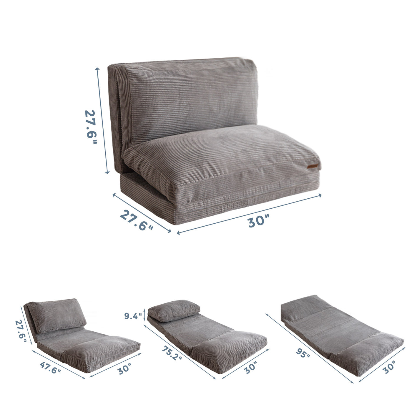 bean bag folding sofa#color_grey