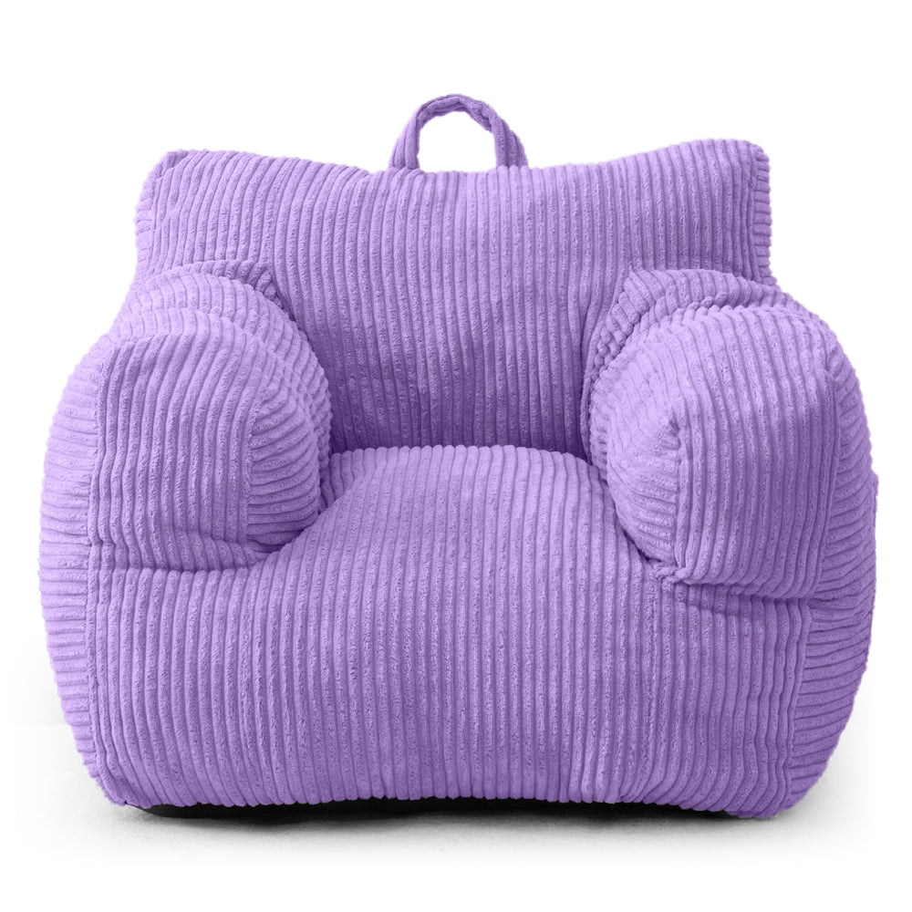 MAXYOYO Kids Bean Bag Chair, Corduroy Bean Bag Couch with Armrests for Children's Room (Dark Purple)