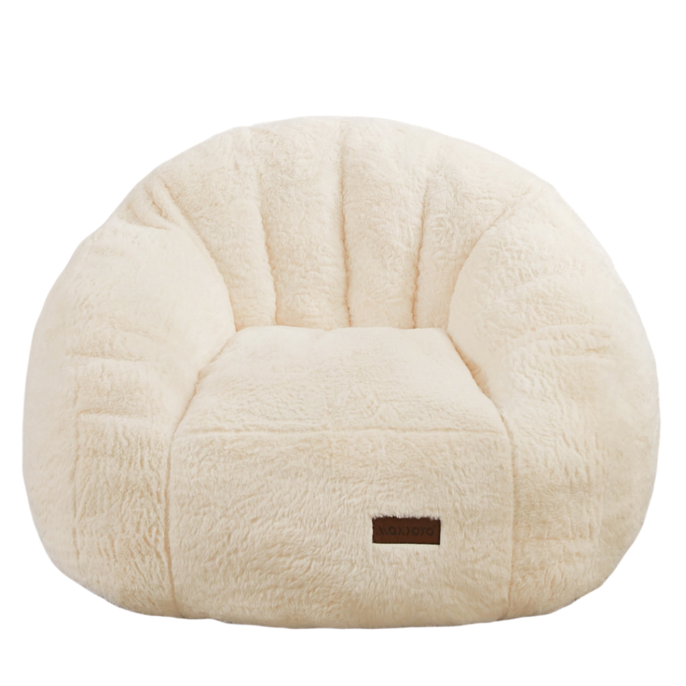 MAXYOYO Bean Bag Chair for Kids, Shell Shaped Bean Bag Couch for Boys and Girls, Beige