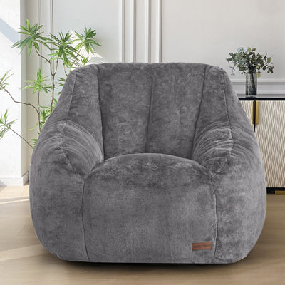 MAXYOYO Bean Bag Chair, Faux Fur Oversized Bean Bag Couch with High Backrest for Living Room, Bedroom, Apartment (Grey)