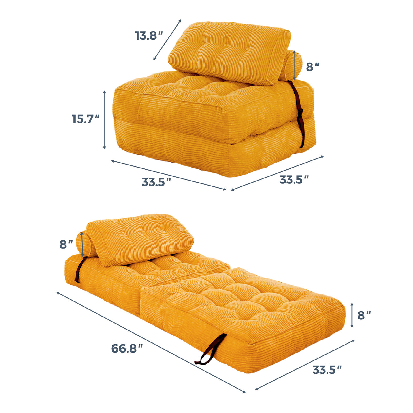 corduroy bean bag folding sofa#color_orange