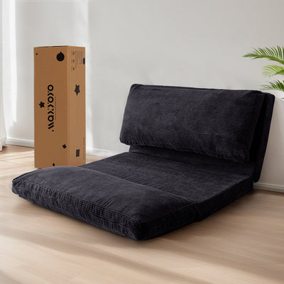 MAXYOYO Bean Bag Sofa Bed - Corduroy Folding Sofa, Washable, Black