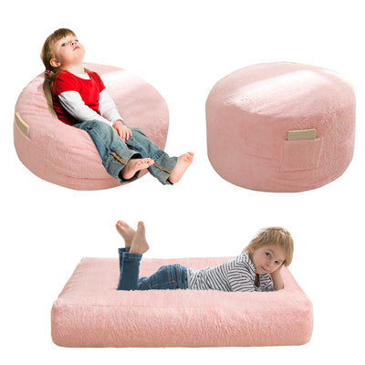 MAXYOYO Bean Bag Chair Bed for Kids, Convertible Bean Bag Folds from Lazy Chair to Floor Mattress Bed, Pink