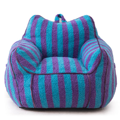 MAXYOYO Kids Bean Bag Chair, Sherpa Bean Bag Couch with Decorative Edges for children's room (Stripe Blue)