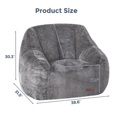 MAXYOYO Bean Bag Chair, Faux Fur Oversized Bean Bag Couch with High Backrest for Living Room, Bedroom, Apartment (Grey)