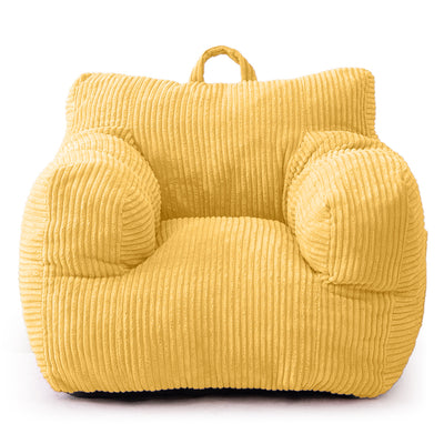 MAXYOYO Kids Bean Bag Chair, Corduroy Bean Bag Couch with Armrests for Children's Room (Light Yellow)