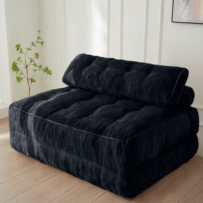 corduroy bean bag folding sofa#color_black