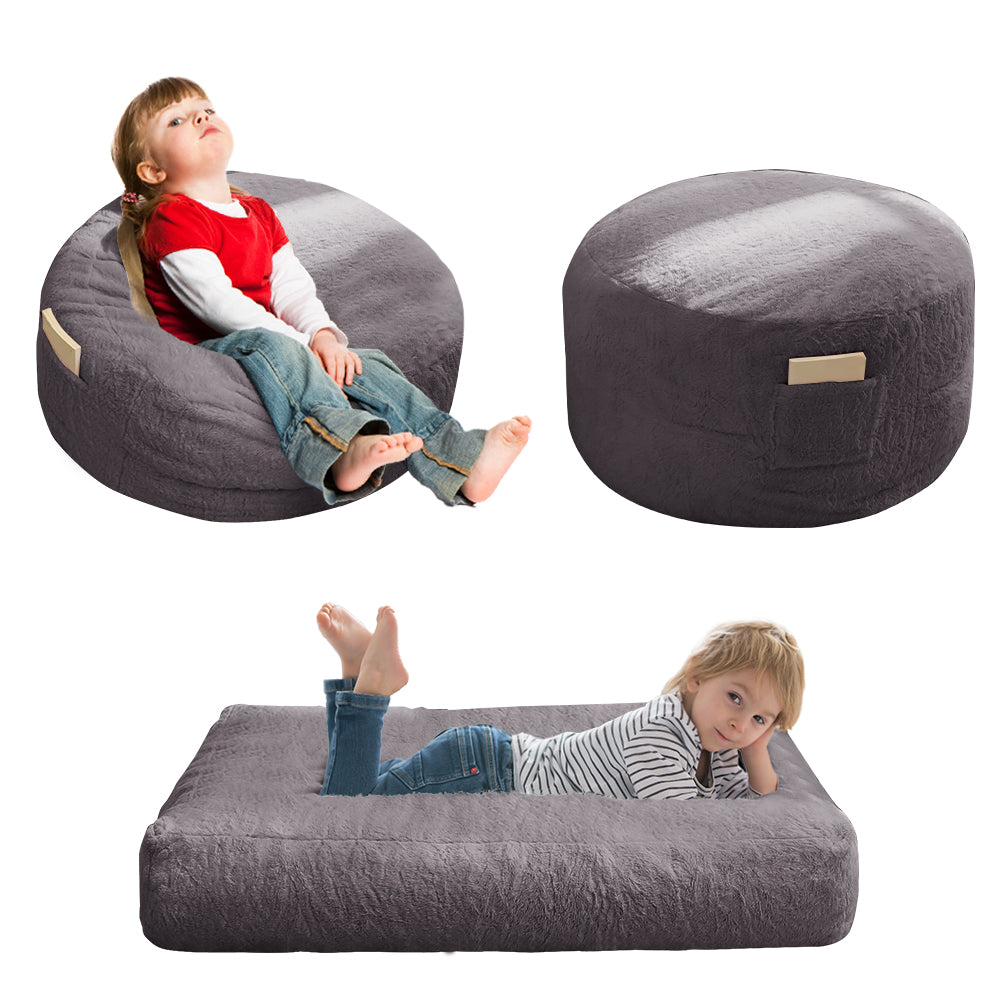 MAXYOYO Bean Bag Chair Bed for Kids, Convertible Bean Bag Folds from Lazy Chair to Floor Mattress Bed, Gark Grey