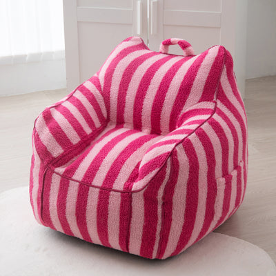 MAXYOYO Kids Bean Bag Chair, Sherpa Bean Bag Couch with Decorative Edges for children's room (Stripe Pink)