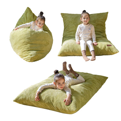 MAXYOYO 3-in-1 Kids Convertible Bean Bag Chair & Bed, Child Floor Sofa for Gaming, Reading, Green