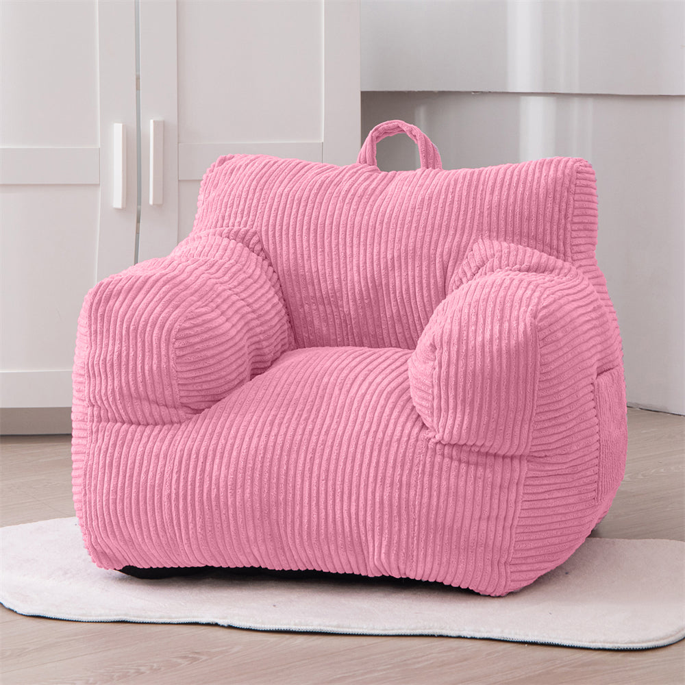 MAXYOYO Kids Bean Bag Chair, Corduroy Bean Bag Couch with Armrests for Children's Room (Pink)