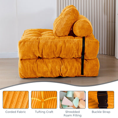 corduroy bean bag folding sofa#color_orange