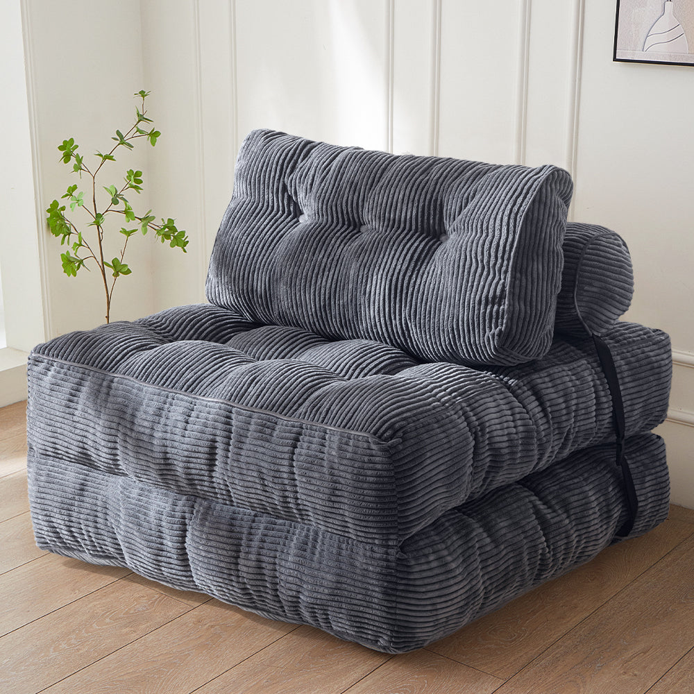 corduroy bean bag folding sofa#color_dark-grey