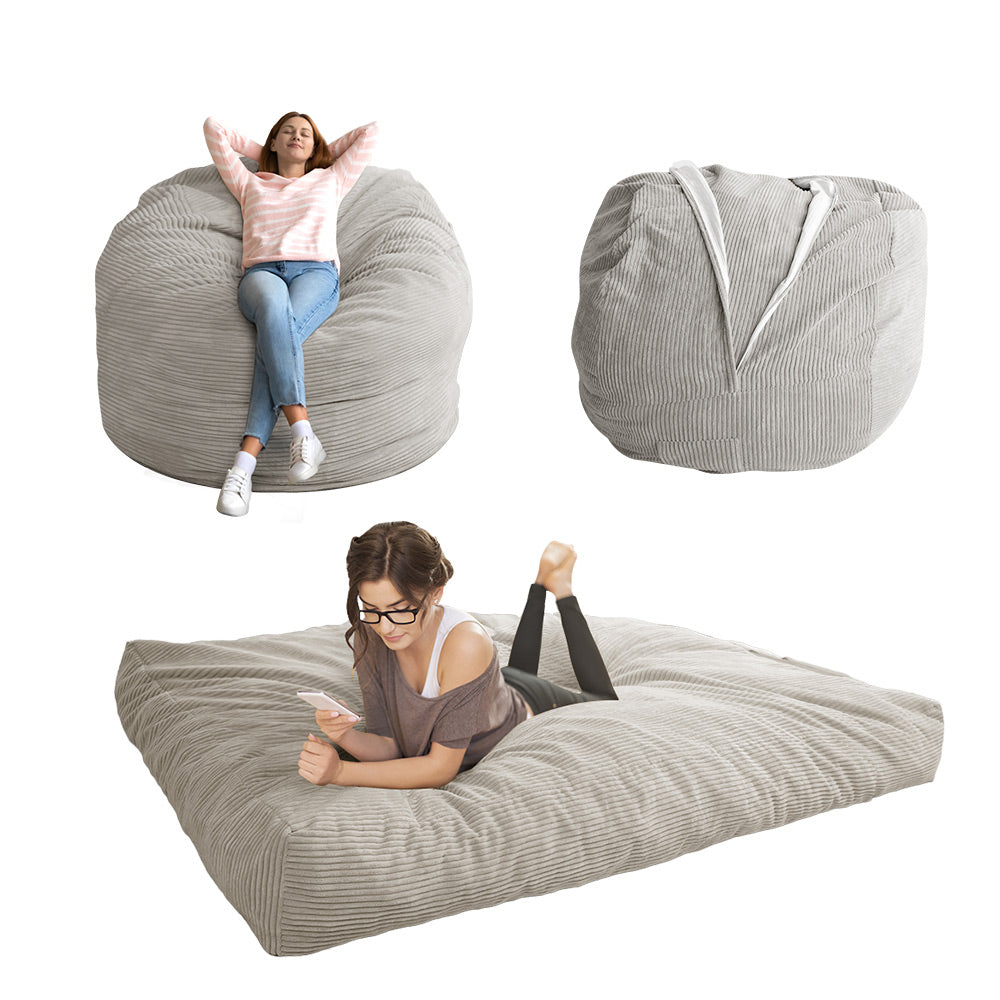 MAXYOYO Grey 4ft Corduroy Bean Bag Bed - MAXYOYO – Maxyoyo