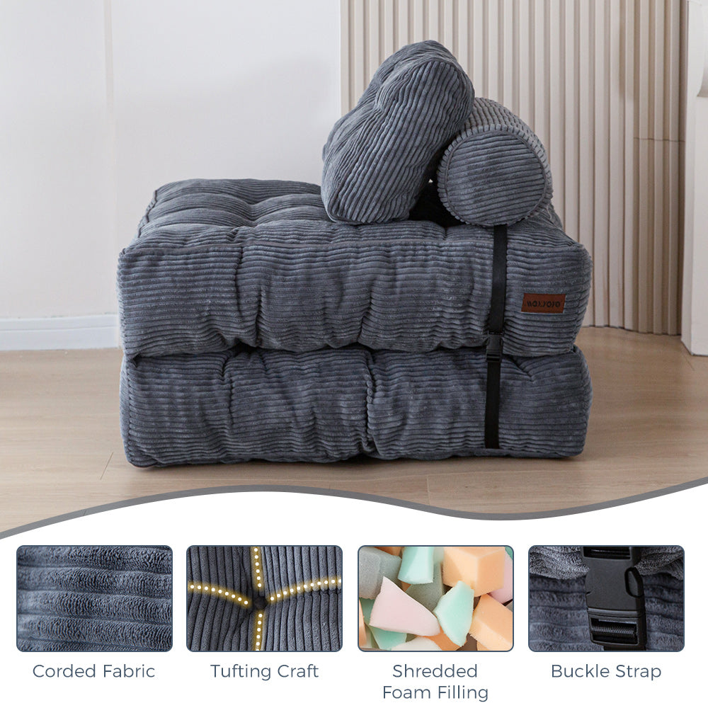 corduroy bean bag folding sofa#color_dark-grey